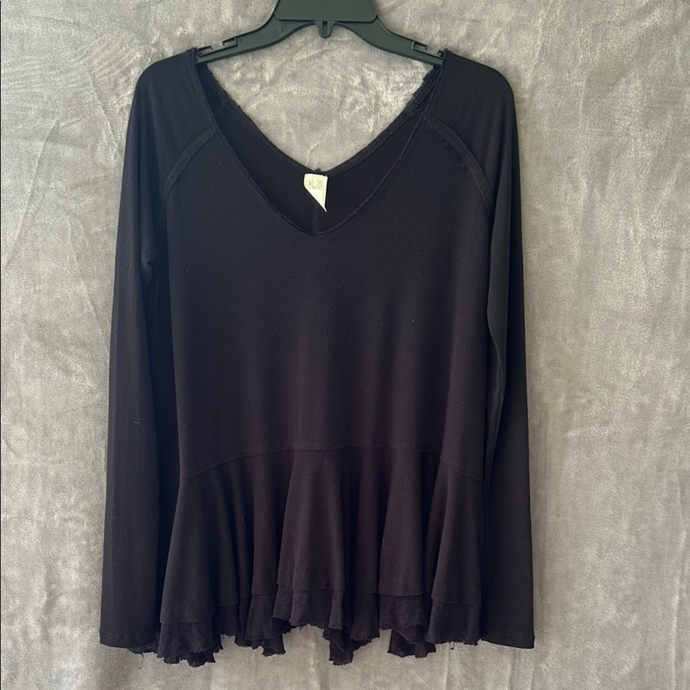 We The Free Black Peplum Blouse